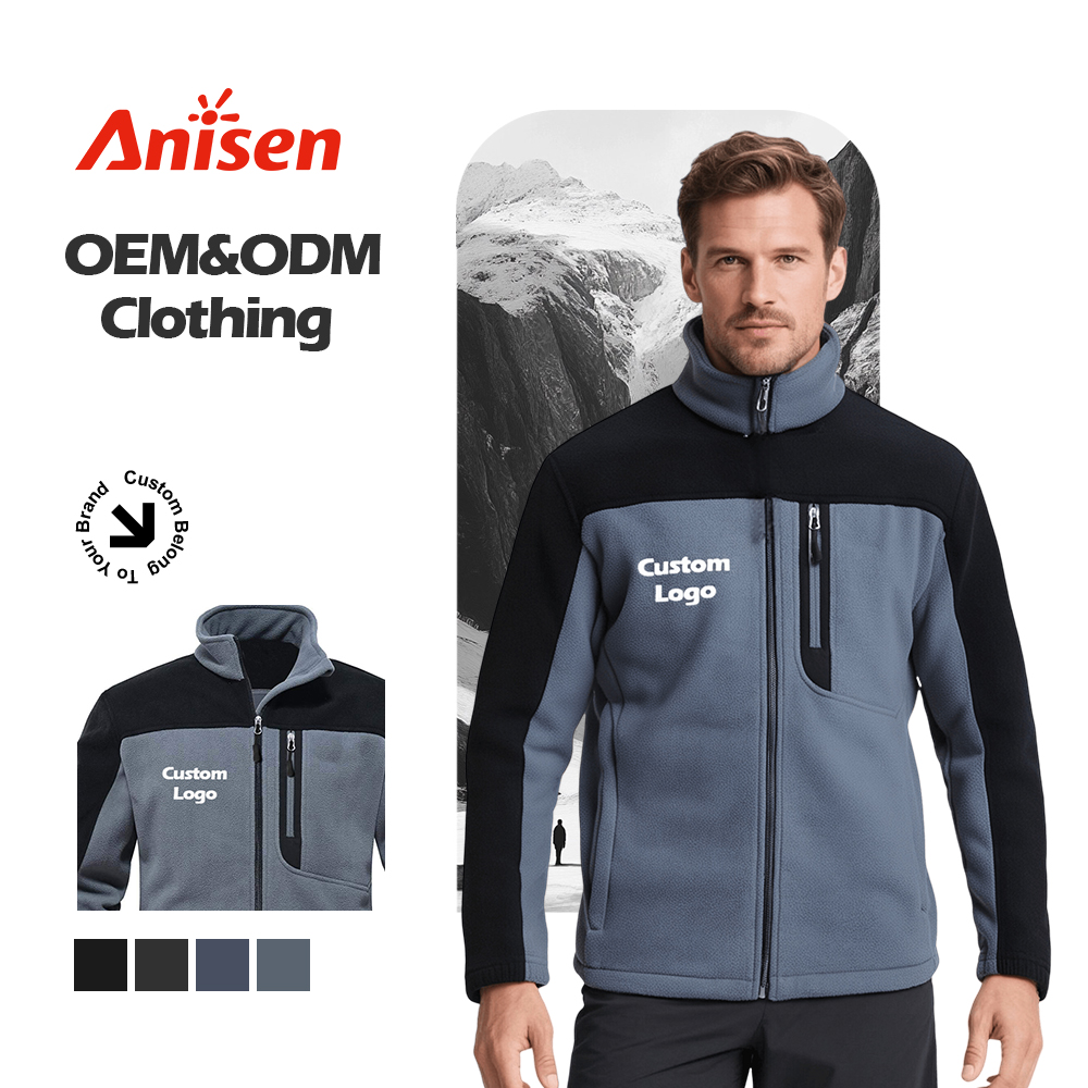 Custom Logo High Quality Outdoor Winter Coat Hiking Climbing Mens Polar Fleece Jacket for Men