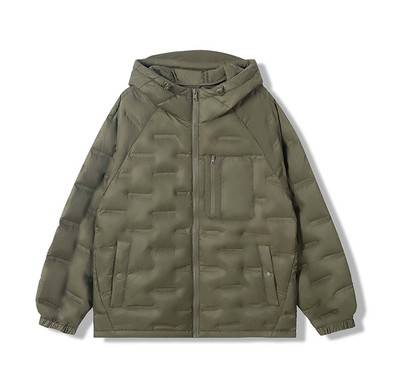 New Unisex Solid Color Breathable Waterproof Short Zipper Warm Windproof Hooded Casual Thick 90% Down Seamless Men's Coat