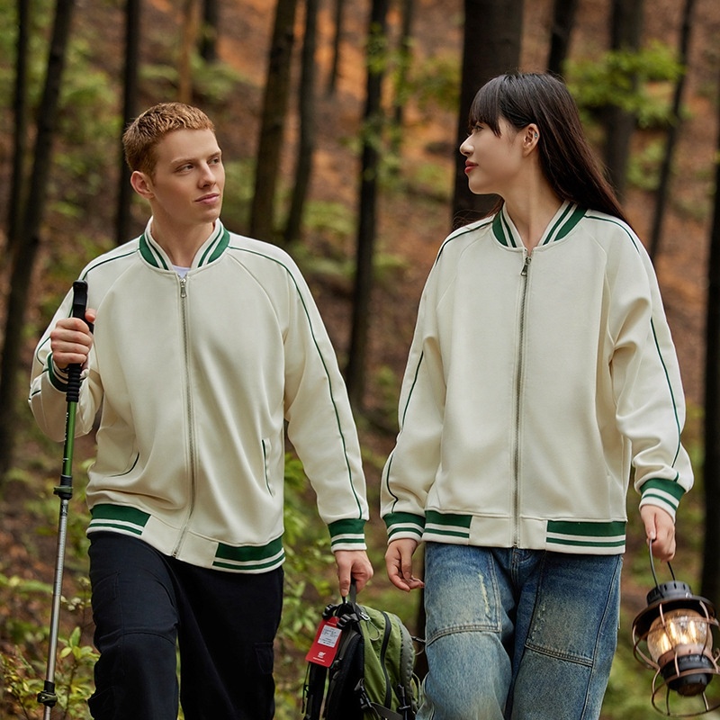 Custom Manufacturer New Stylish Contrast Trim Zip-Up Baseball Jacket Men Customizable College Wind Outerwear