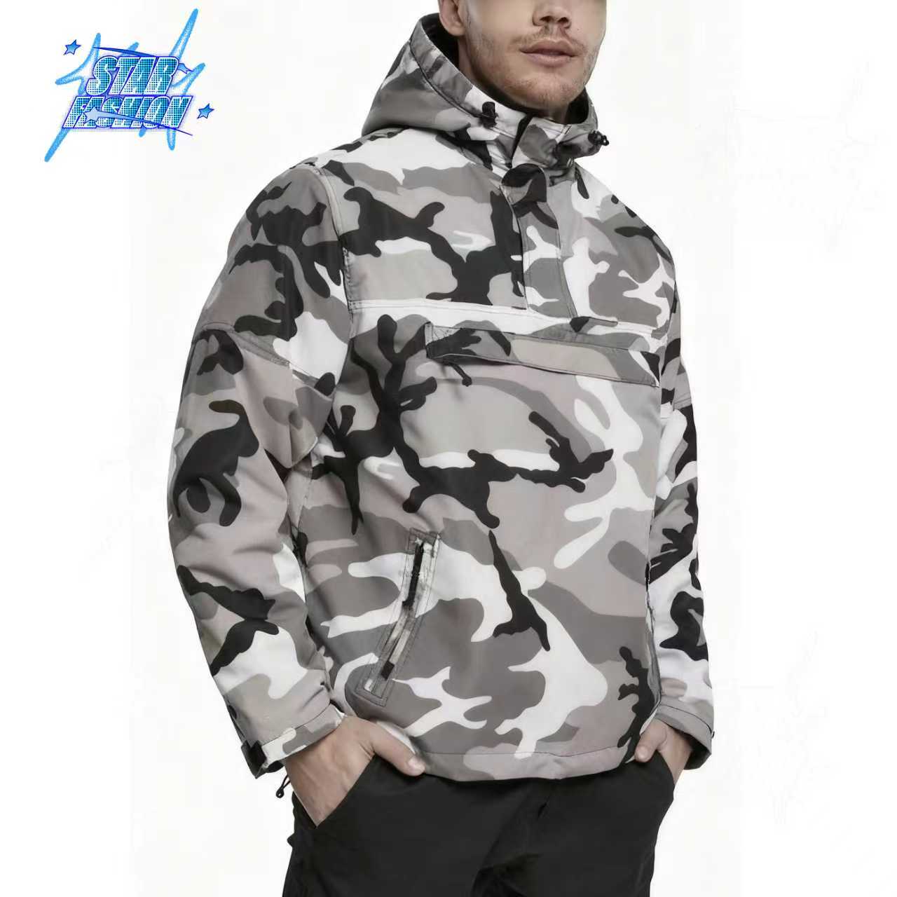 Custom Men's Vintage Blouson Casual Winter Camouflage Waterproof Windbreaker Zipper 4XL Jacket