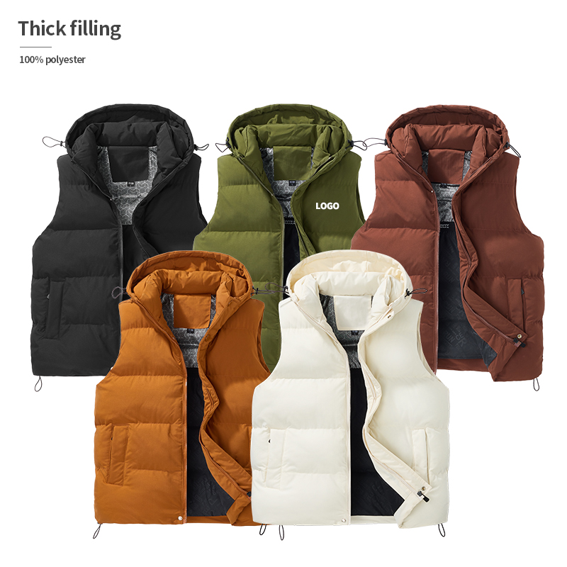 M-8XL Plus Size Winter Windbreak Warm White Hooded Sleeveless Puffer Jacket Men's Vests & Waistcoats